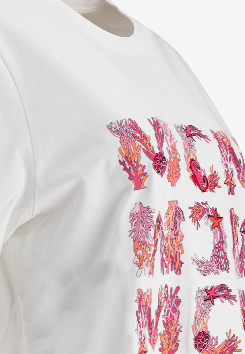 MCM Aquatic Logo Print T-shirt White MHTFSMM16WHITE_77026