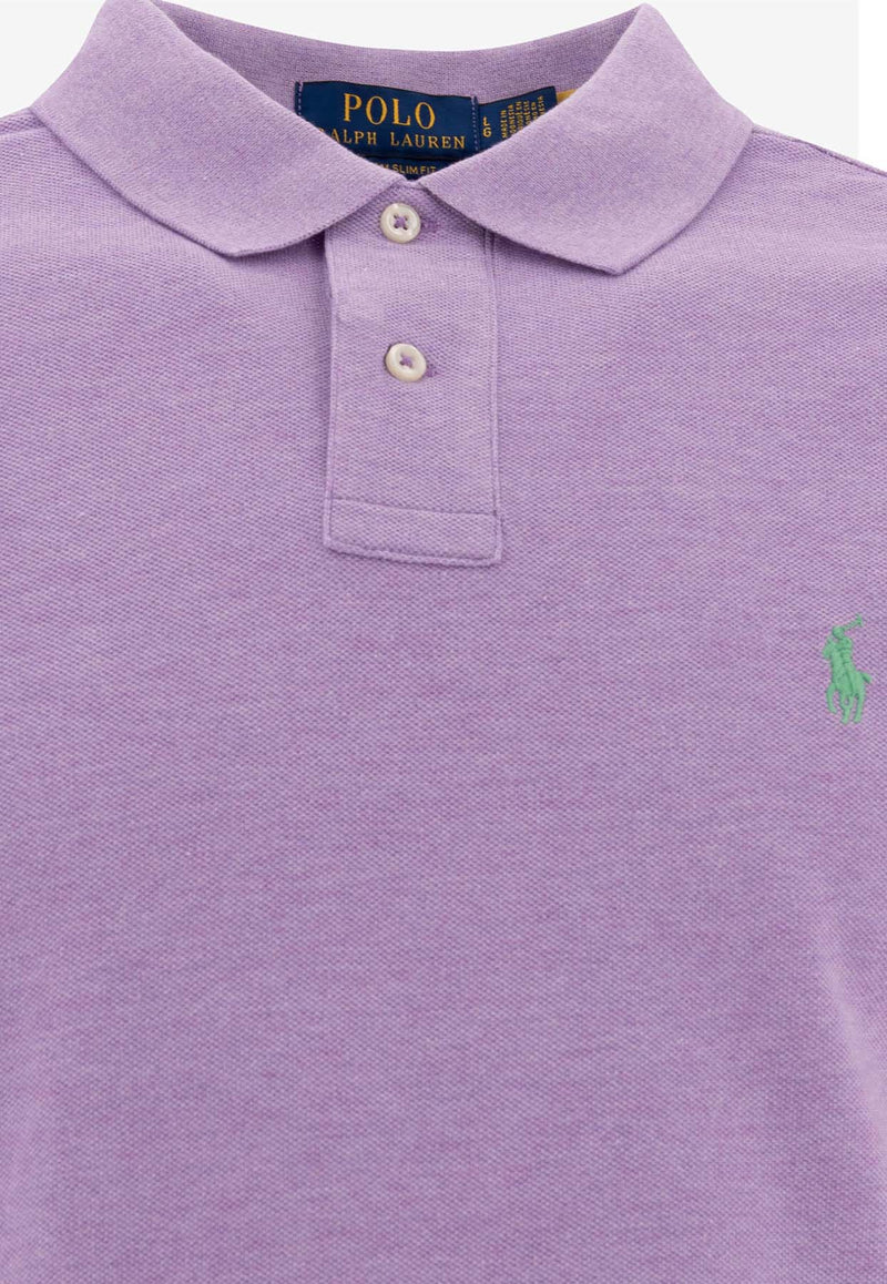 Polo Ralph Lauren Logo Embroidered Polo T-shirt Purple 710680784370PASTEL PURPLE HEATHER_76977