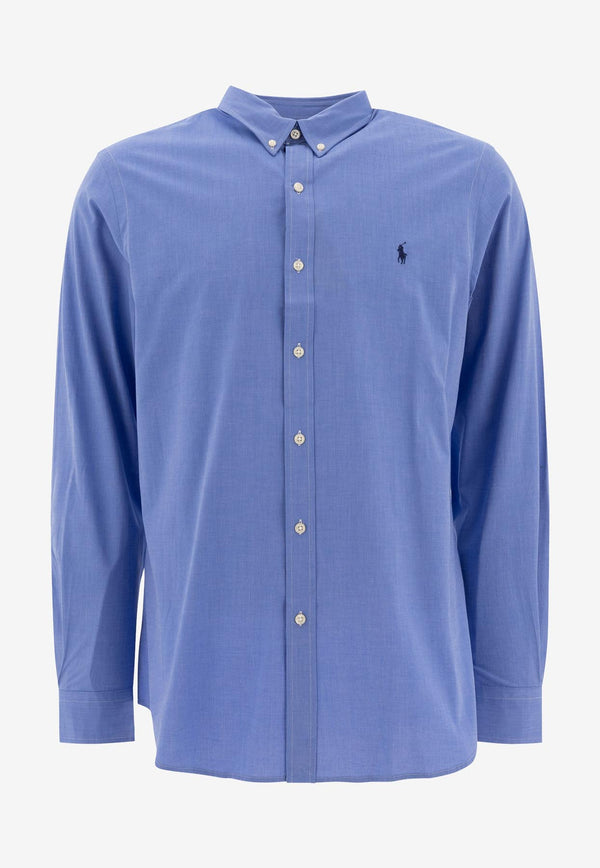 Polo Ralph Lauren Logo Embroidered Long-Sleeved Shirt Blue 7109282540032865 BLUE END ON END_76998