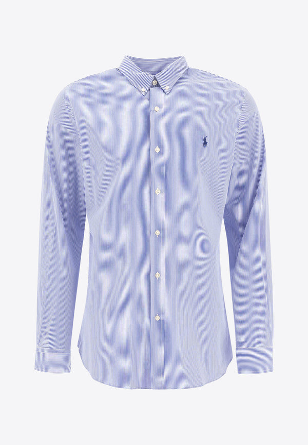Polo Ralph Lauren Logo Embroidered Stripe Shirt Light Blue 7109282540072866 BLUE/WHITE HAIRLINE_77099