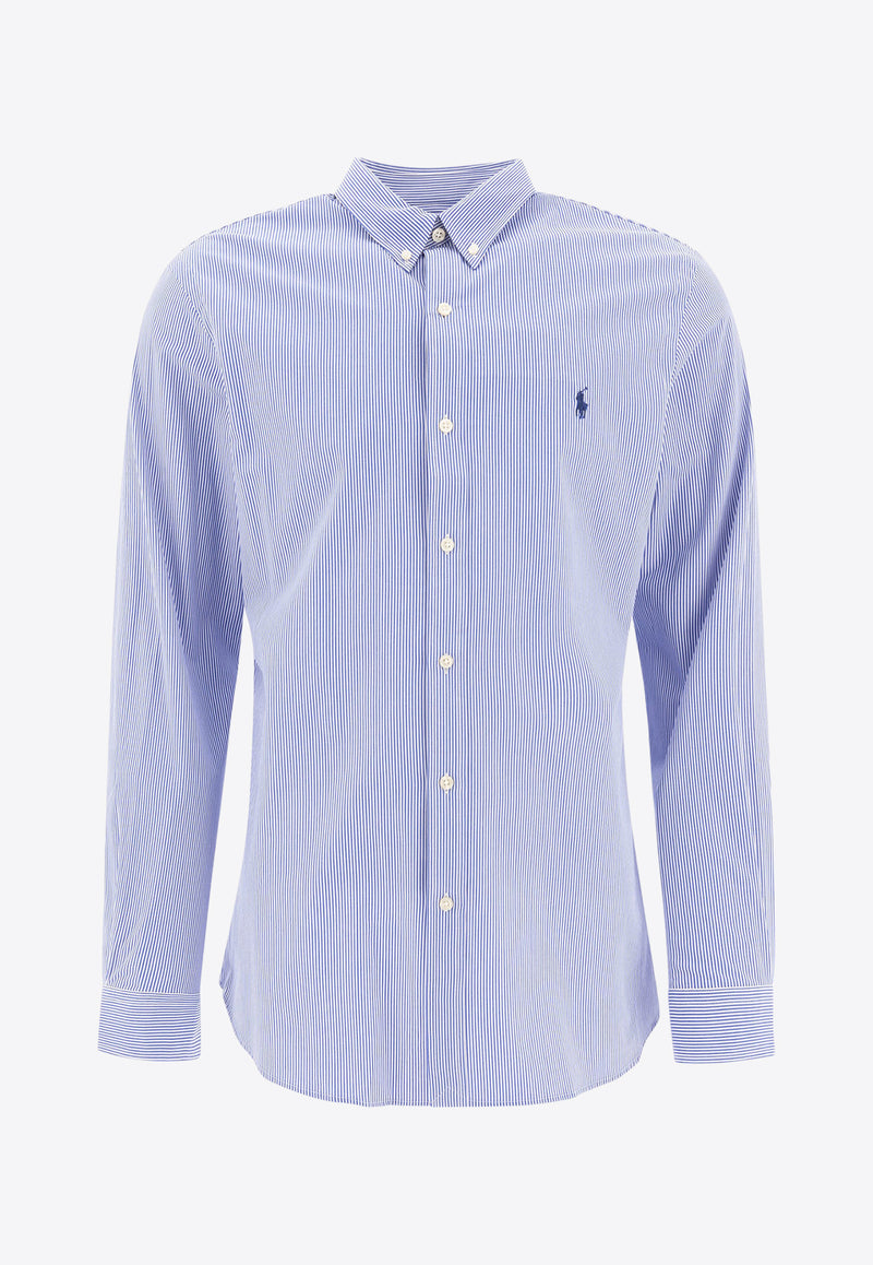 Polo Ralph Lauren Logo Embroidered Stripe Shirt Light Blue 7109282540072866 BLUE/WHITE HAIRLINE_77099