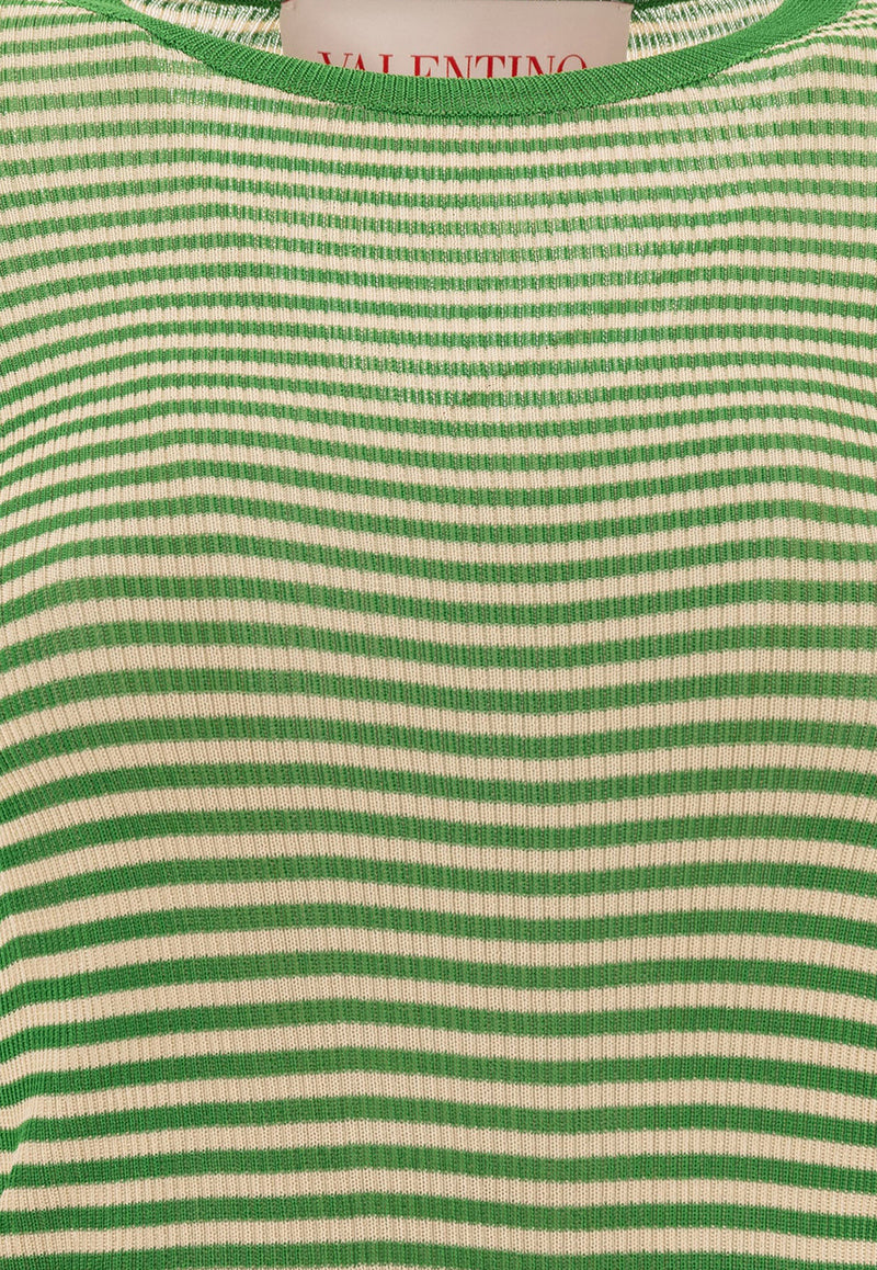 Valentino Long-Sleeved Striped T-shirt in Silk 6B3KC62S946QPR_77023