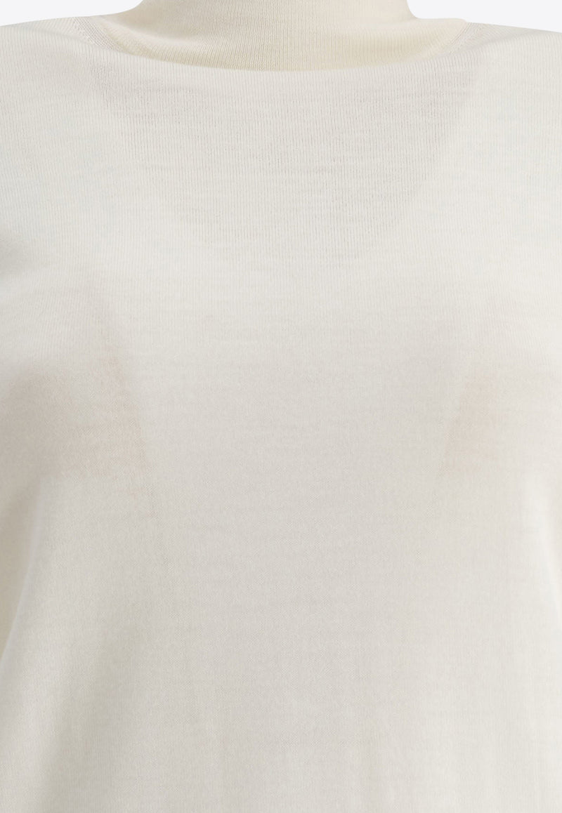 Max Mara Cecina Wool High-Neck Top  White 2511361081600CECINA001_77128