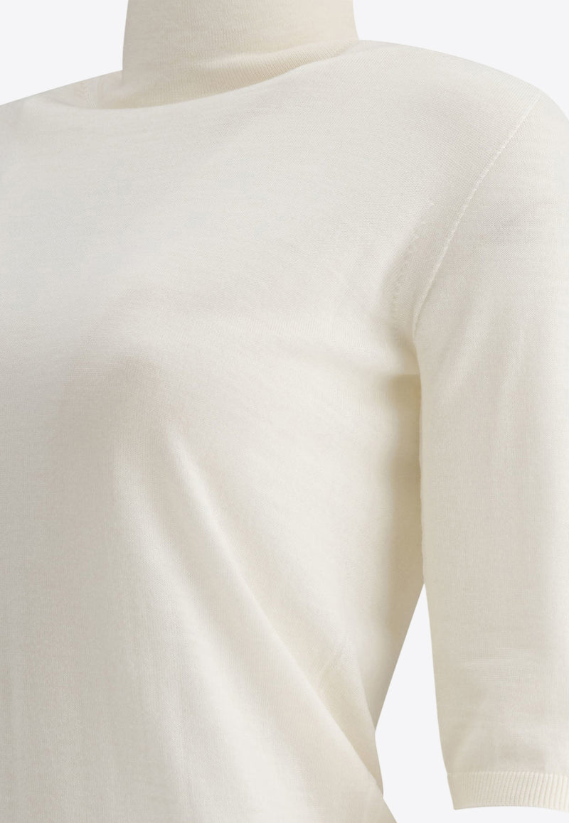 Max Mara Cecina Wool High-Neck Top  White 2511361081600CECINA001_77128