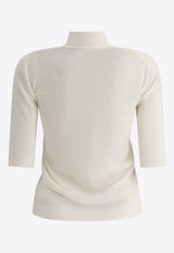 Max Mara Cecina Wool High-Neck Top  White 2511361081600CECINA001_77128
