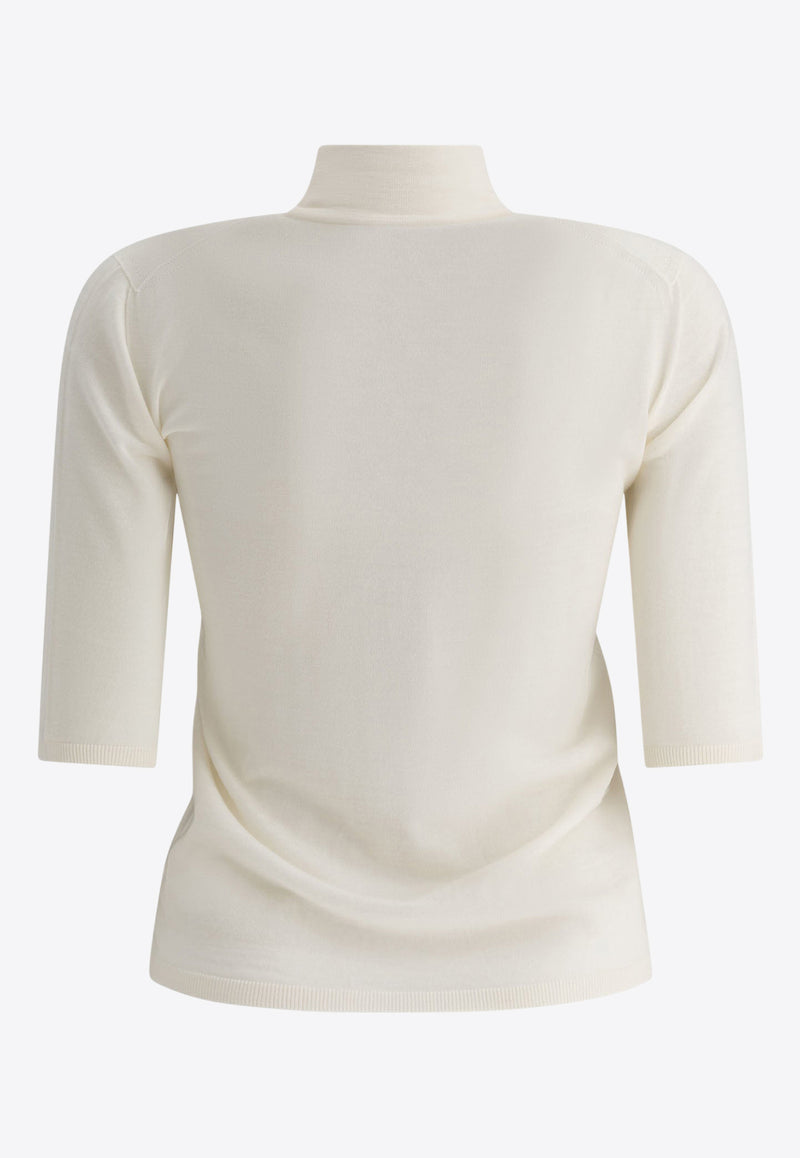 Max Mara Cecina Wool High-Neck Top  White 2511361081600CECINA001_77128