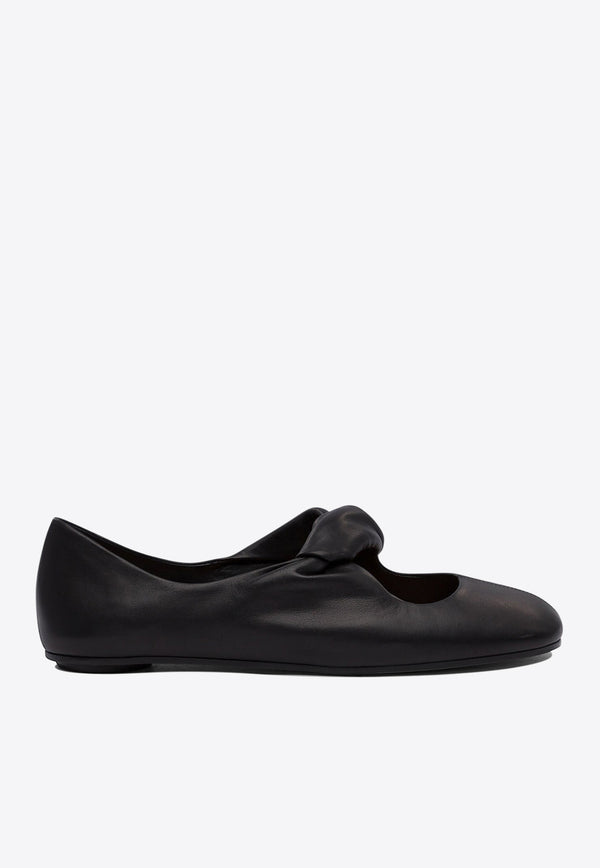 Alexander McQueen Knotted-Strap Leather Ballet Flats 814287WHACO1000_77366