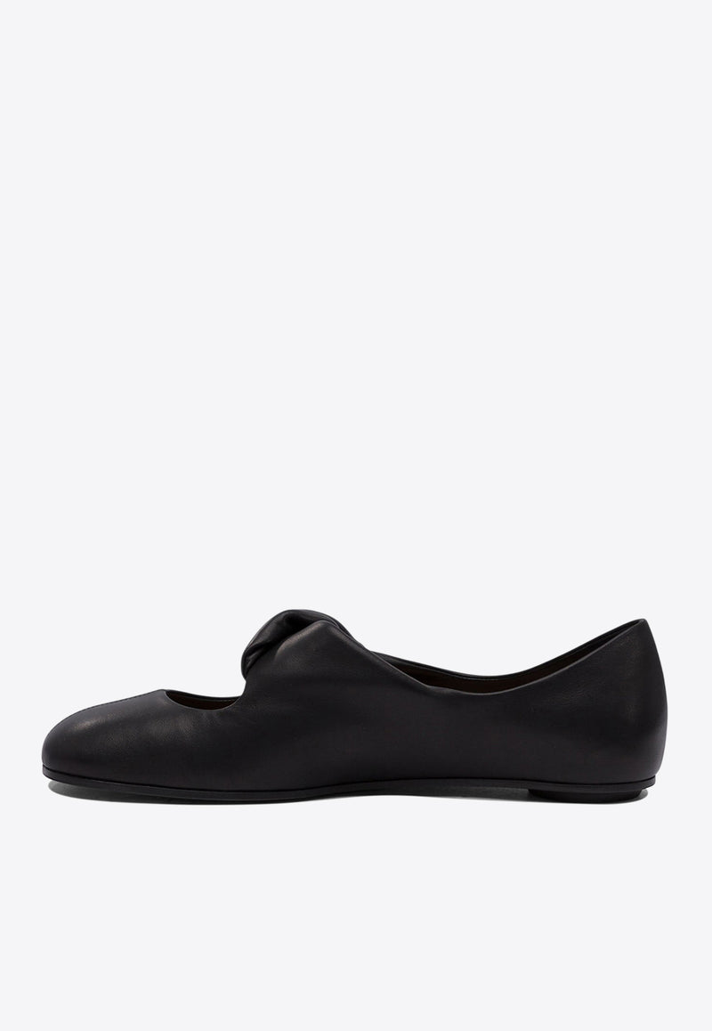 Alexander McQueen Knotted-Strap Leather Ballet Flats 814287WHACO1000_77366