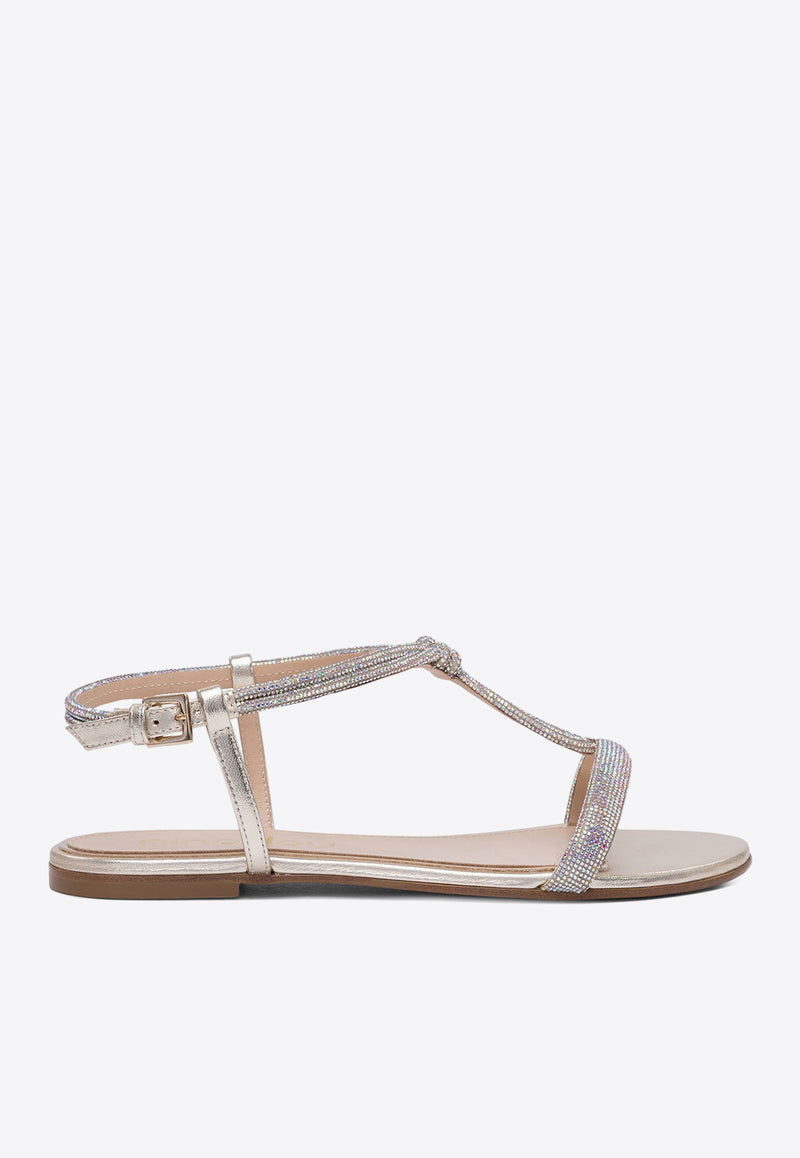 Ninalilou Elisa Crystal Embellished Leather Sandals Silver 351102NAPPA LAM PLATINO_77352
