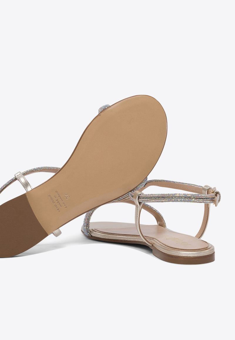 Ninalilou Elisa Crystal Embellished Leather Sandals Silver 351102NAPPA LAM PLATINO_77352