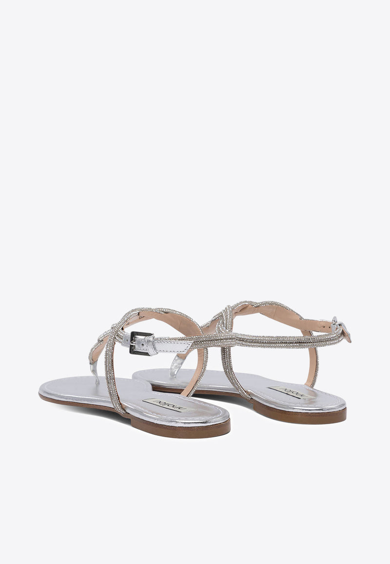 Ninalilou Elisa Laminated Leather Braided Sandals Silver 351172NAPPA LAM ARGENTO_77407