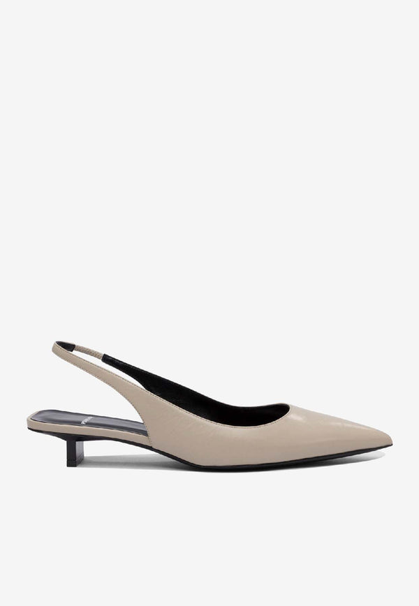 Pierre Hardy Slingback Leather Pumps Beige ABM02CRINCKLED CALFCHALK_77415