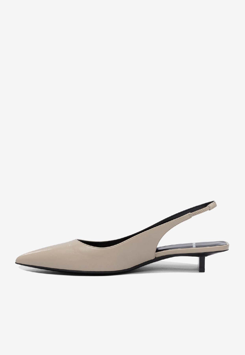 Pierre Hardy Slingback Leather Pumps Beige ABM02CRINCKLED CALFCHALK_77415