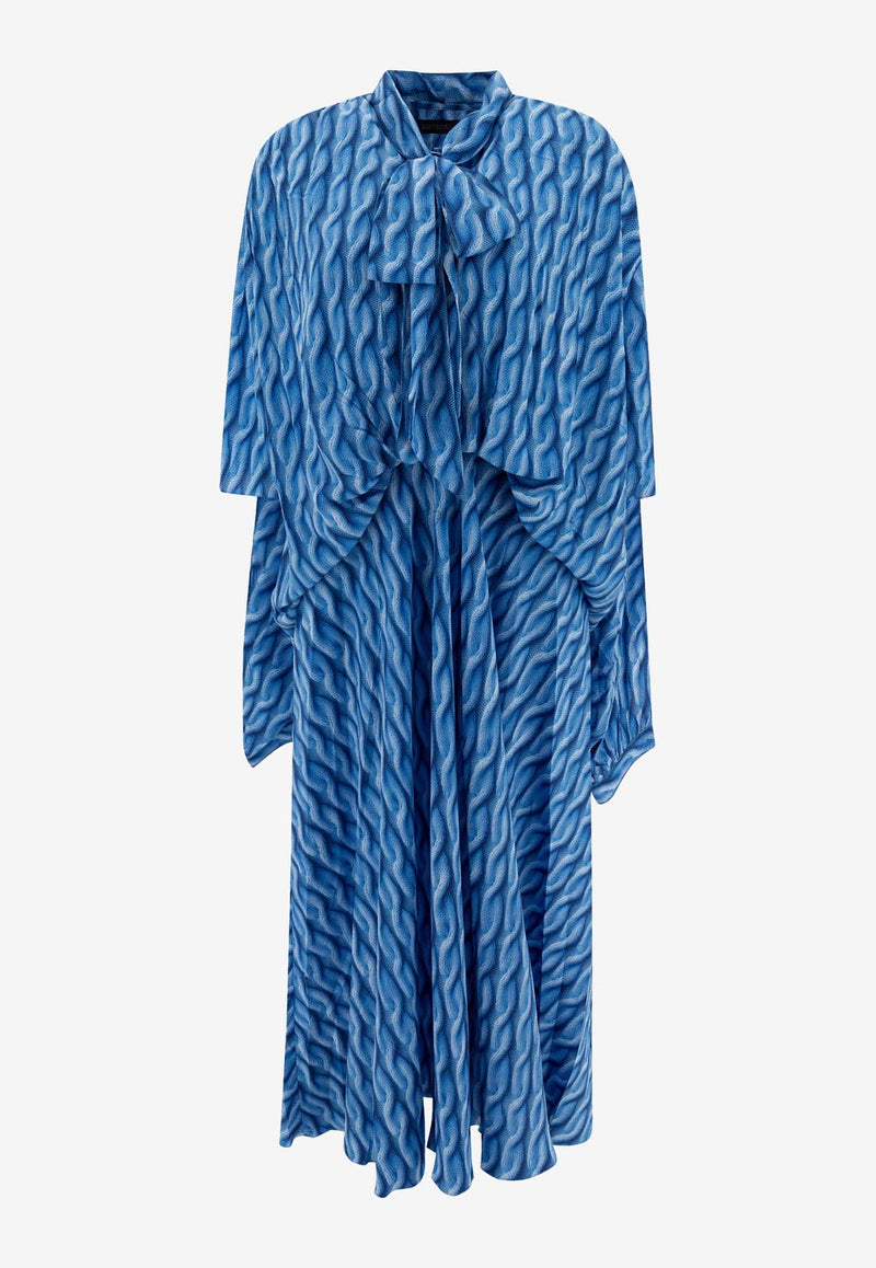 Balenciaga Patterned Drape Midi Dress Blue 814150TRLB44011_77447