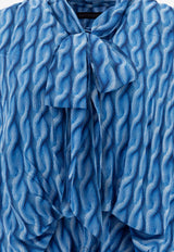 Balenciaga Patterned Drape Midi Dress Blue 814150TRLB44011_77447