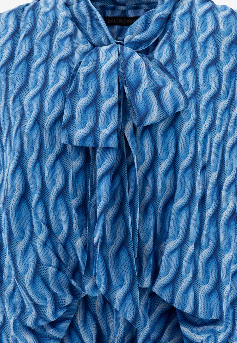 Balenciaga Patterned Drape Midi Dress Blue 814150TRLB44011_77447