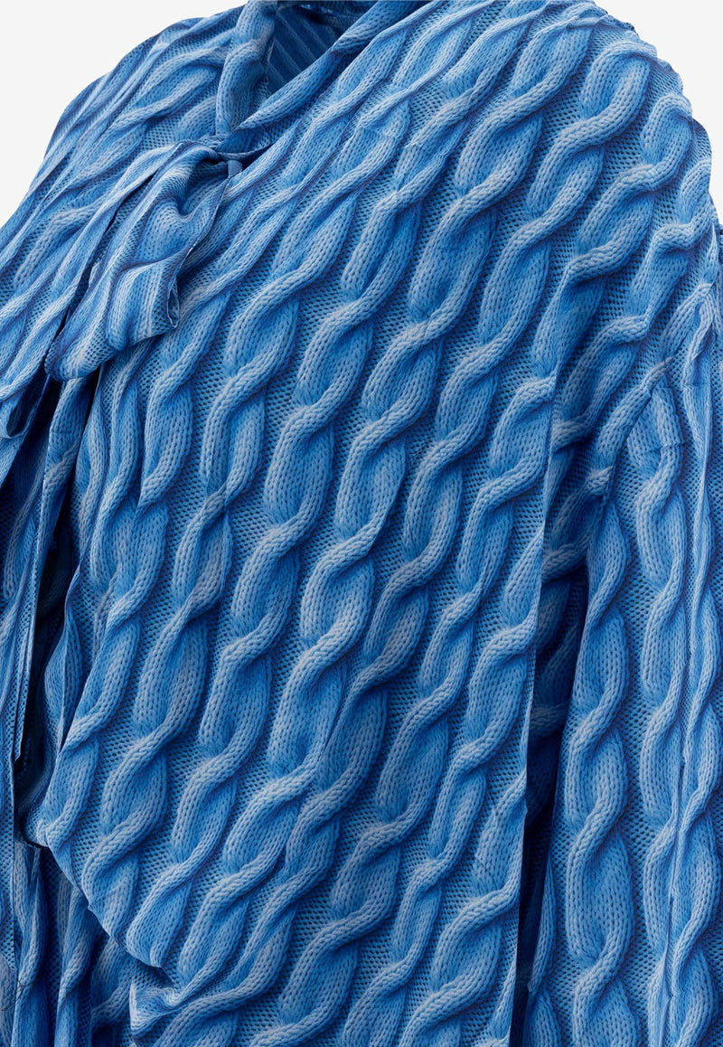 Balenciaga Patterned Drape Midi Dress Blue 814150TRLB44011_77447