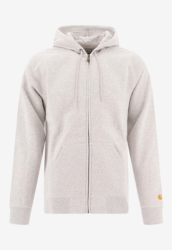 Carhartt Wip Logo Patch Zip-Up Hooded Sweatshirt Gray I03366400J.XX_77466