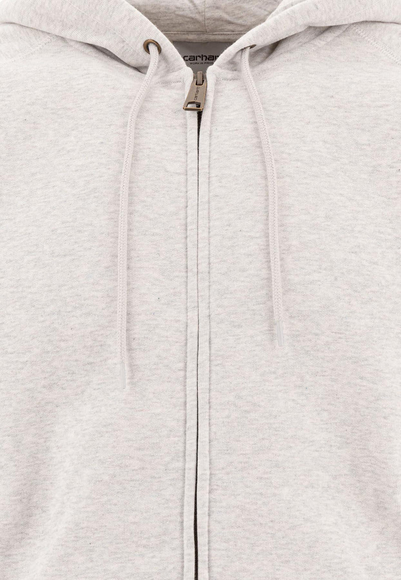 Carhartt Wip Logo Patch Zip-Up Hooded Sweatshirt Gray I03366400J.XX_77466