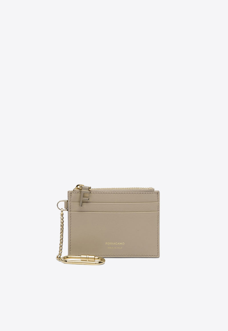 Ferragamo Leather Zipped Cardholder Gray 0779950_77494