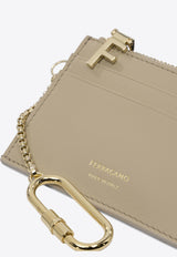 Ferragamo Leather Zipped Cardholder Gray 0779950_77494