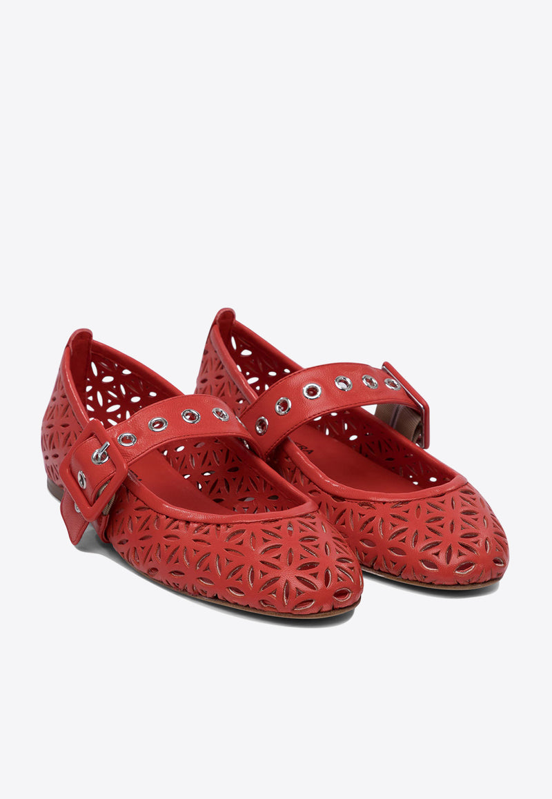 Halmanera Leather Ballet Flats DOS56BARON ROSSO_77436