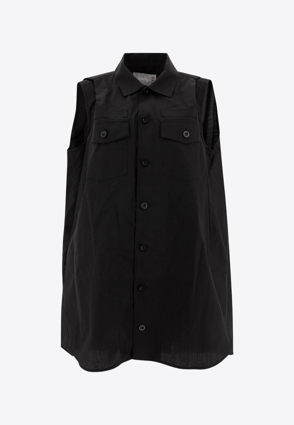 Sacai Sleeveless Mini Shirt Dress Black 25-07649001_77433