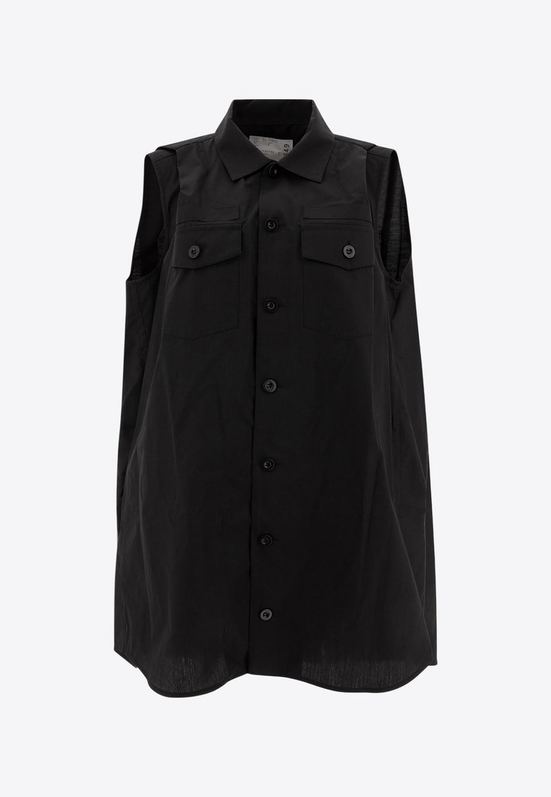 Sacai Sleeveless Mini Shirt Dress Black 25-07649001_77433