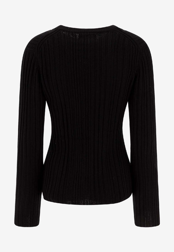 Loulou Studio Knitted Silk Long-Sleeved T-shirt Black ELSABLACK_77628