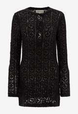 Loulou Studio Perforated Mini Dress Black EVANBLACK_77599