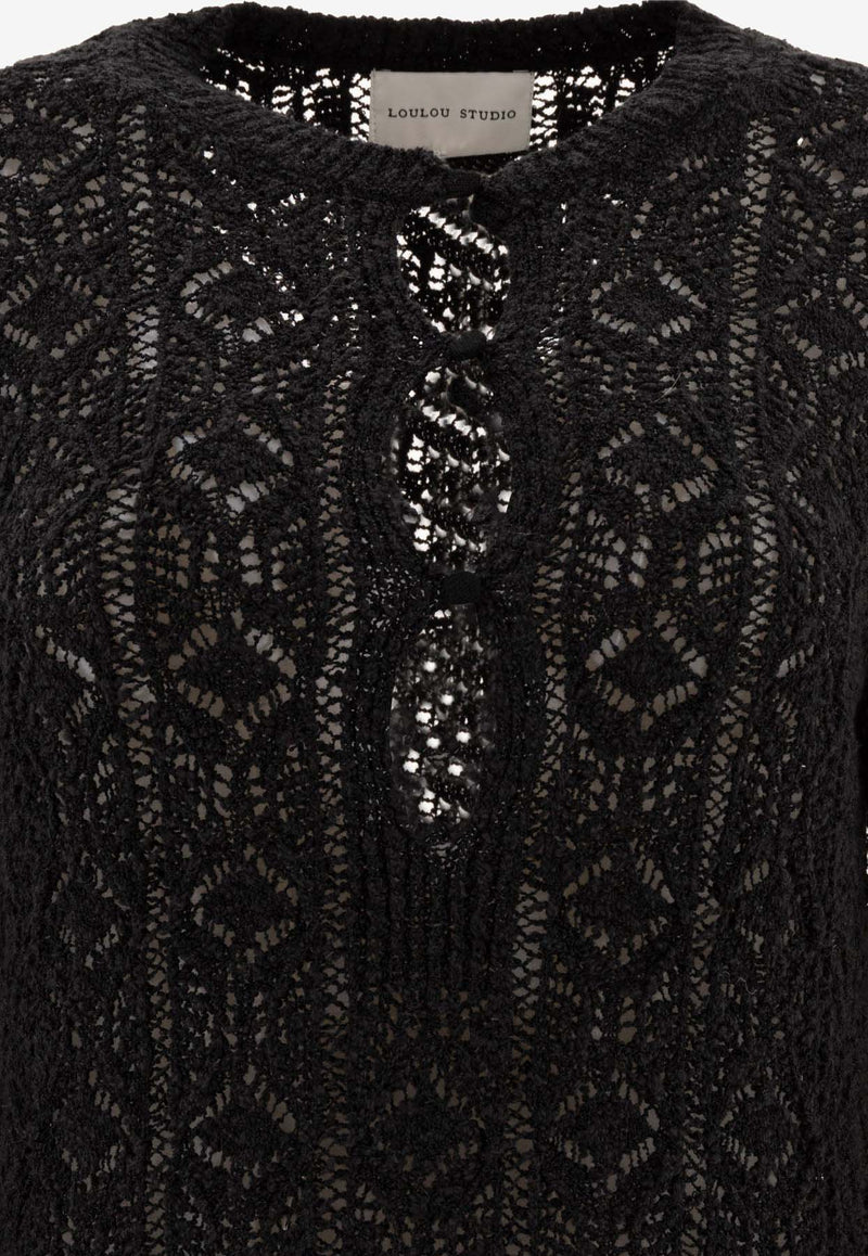 Loulou Studio Perforated Mini Dress Black EVANBLACK_77599