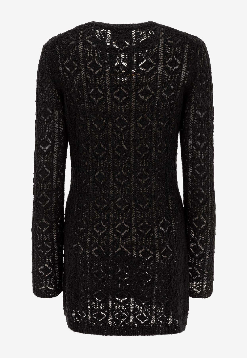 Loulou Studio Perforated Mini Dress Black EVANBLACK_77599