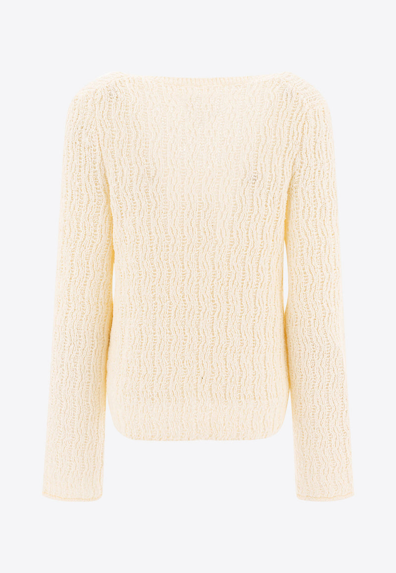Loulou Studio Komo V-neck Knitted Sweater Ivory KOMORICE IVORY_77594