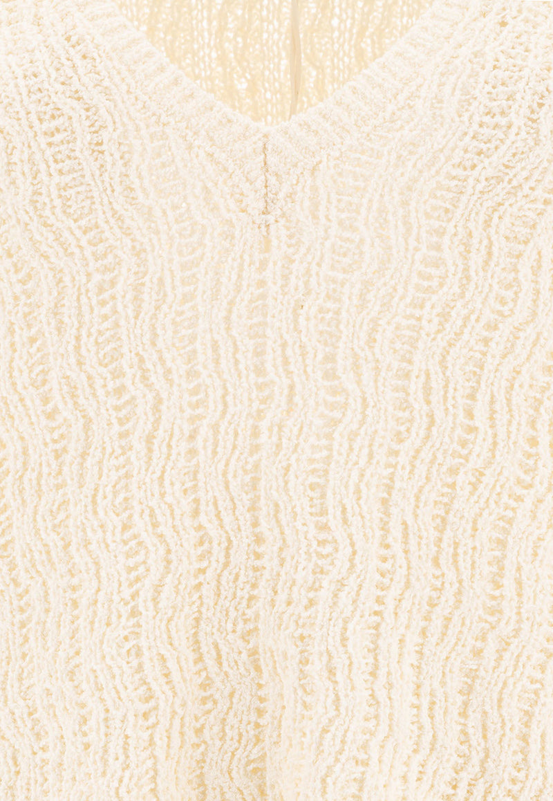 Loulou Studio Komo V-neck Knitted Sweater Ivory KOMORICE IVORY_77594