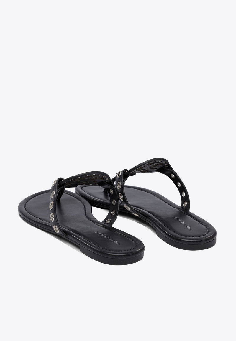 Tory Burch Miller Eyelet Thong Sandals Black 167311001_77653