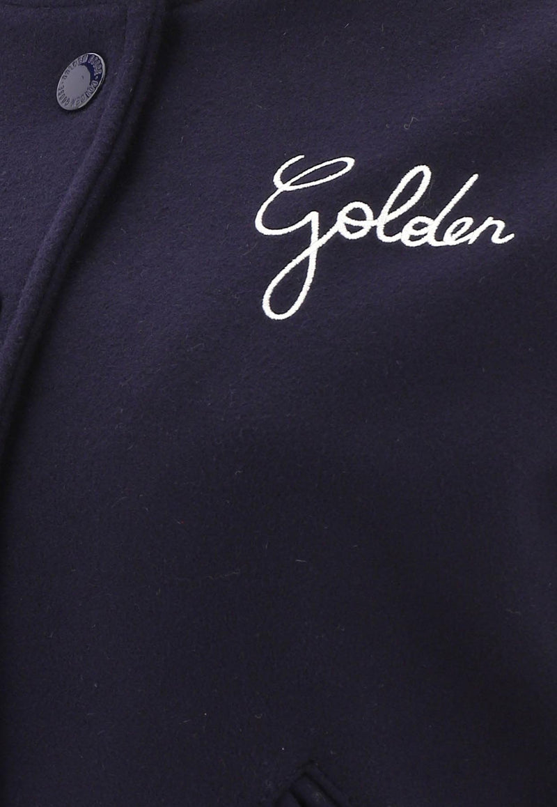 Golden Goose DB Logo Embroidered Bomber Jacket Blue GWP00832P00061850486_77417