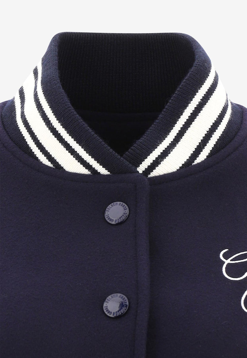 Golden Goose DB Logo Embroidered Bomber Jacket Blue GWP00832P00061850486_77417