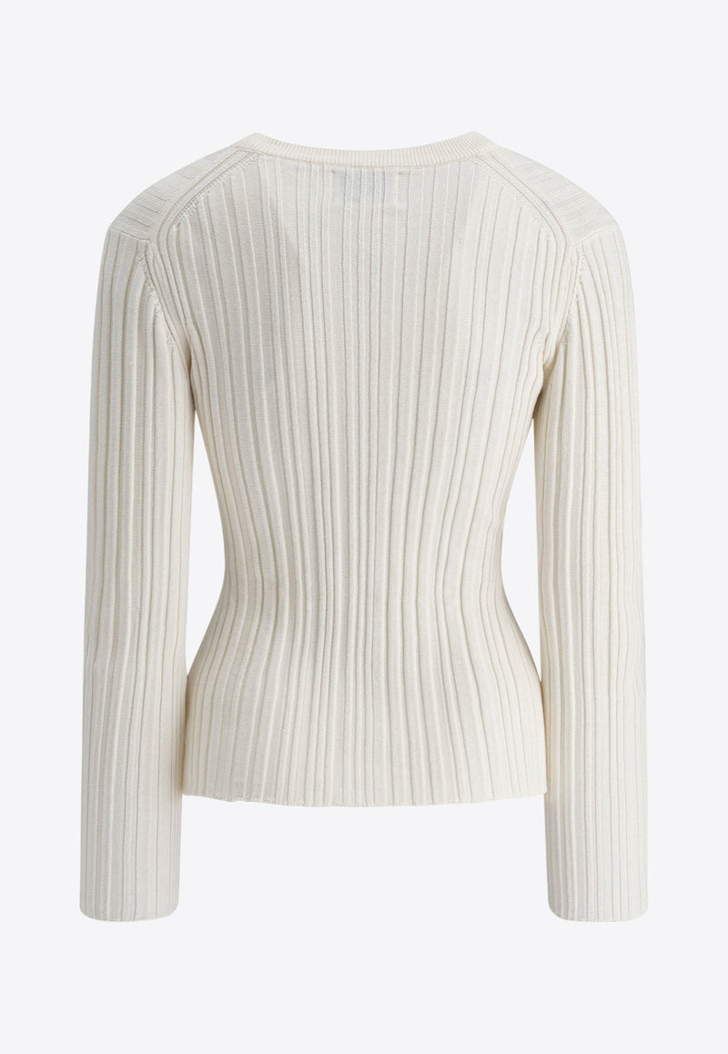 Loulou Studio Elsa Silk Crewneck T-shirt Ivory ELSAIVORY_77778