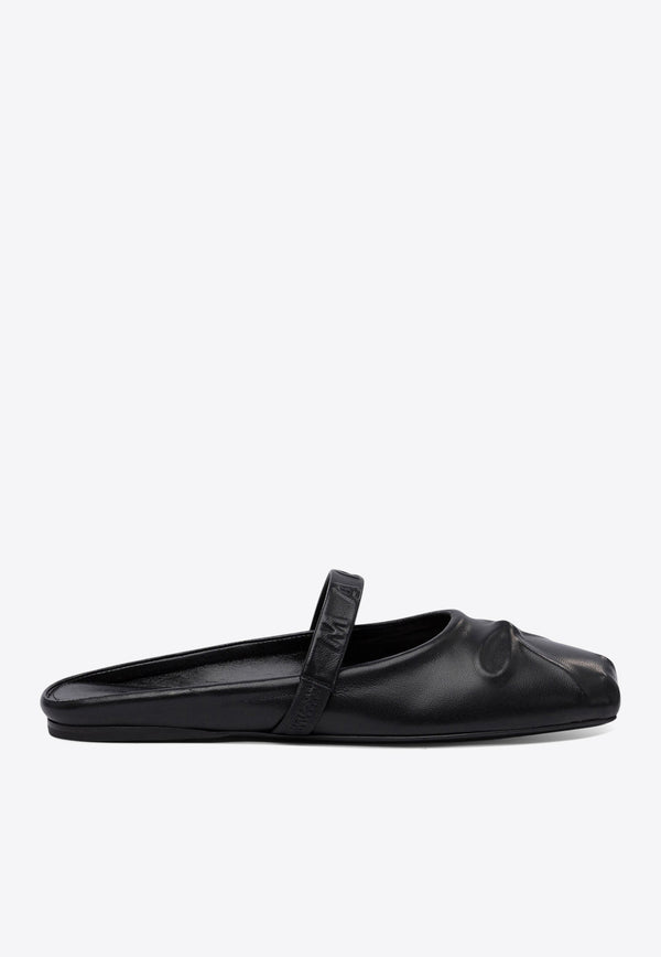 Marni Little Bow Nappa Leather Flat Mules Black SBMS010400P362800N99_77781