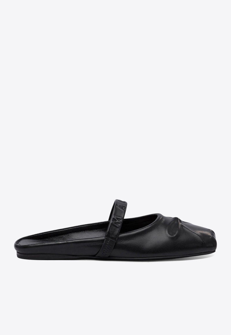 Marni Little Bow Nappa Leather Flat Mules Black SBMS010400P362800N99_77781