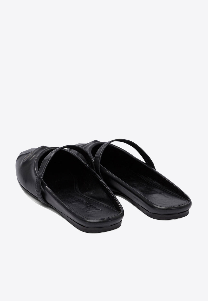 Marni Little Bow Nappa Leather Flat Mules Black SBMS010400P362800N99_77781