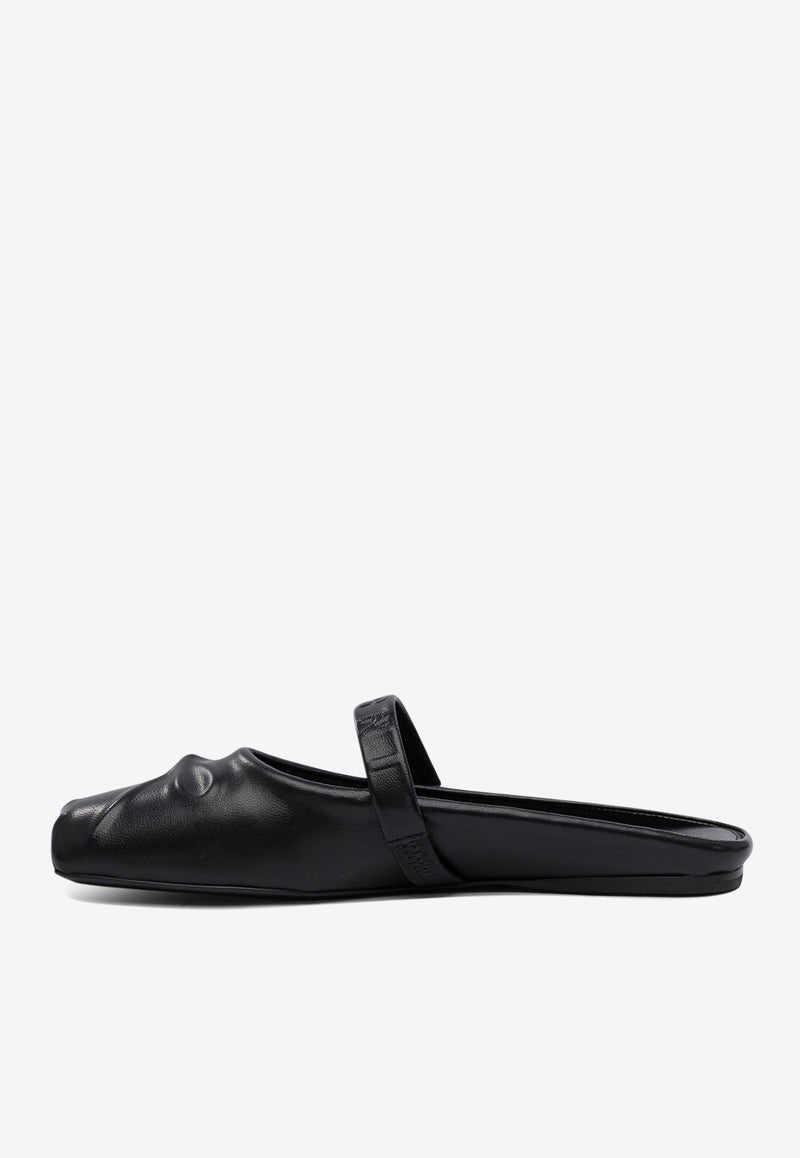 Marni Little Bow Nappa Leather Flat Mules Black SBMS010400P362800N99_77781