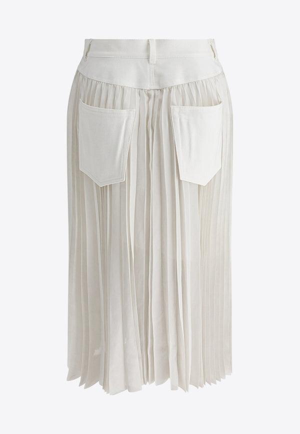 Sacai Pleated Midi Skirt with Belt White 25-07718151_77719