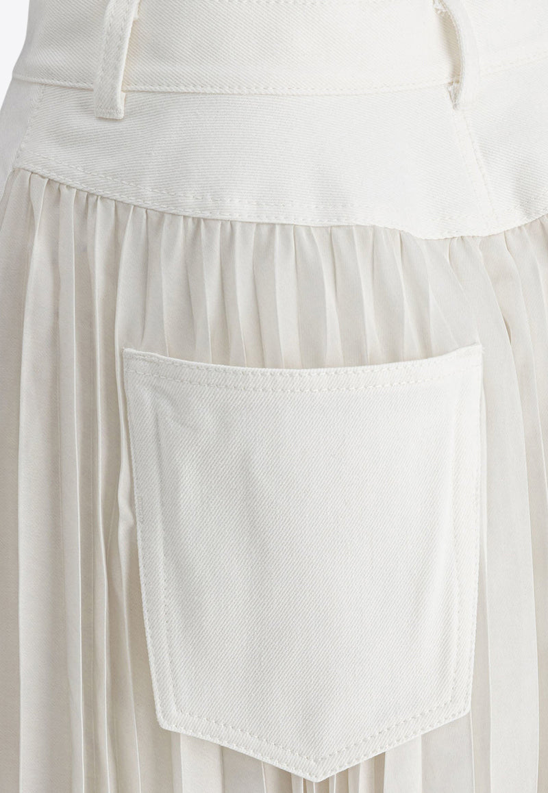 Sacai Pleated Midi Skirt with Belt White 25-07718151_77719