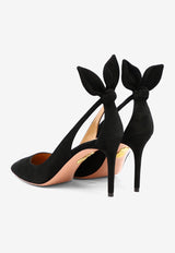 Aquazzura Bow Tie 85 Suede Pumps Black DENMIDP0SUE000_77960
