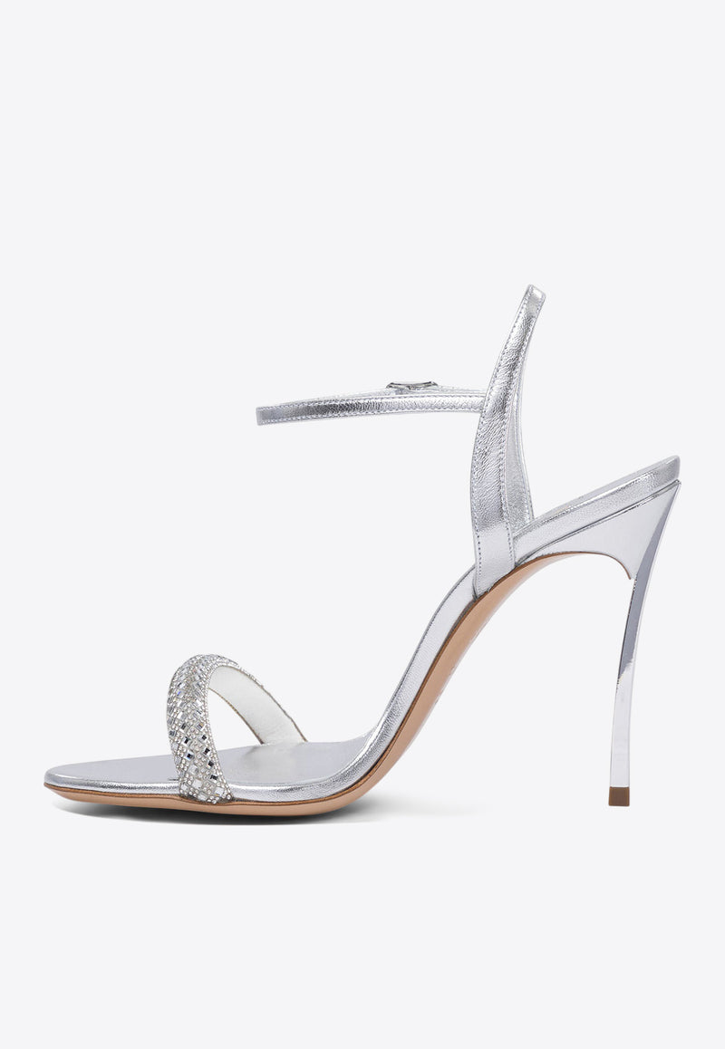 Casadei Julia 100 Leather Stiletto Sandals Silver 1L304J100MC2646A905_77916