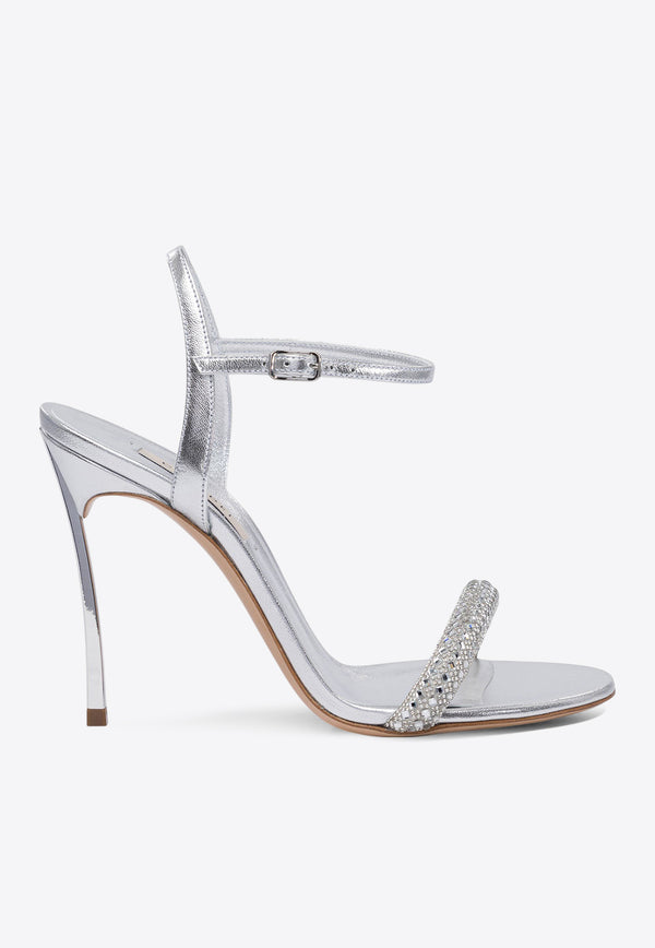 Casadei Julia 100 Leather Stiletto Sandals Silver 1L304J100MC2646A905_77916