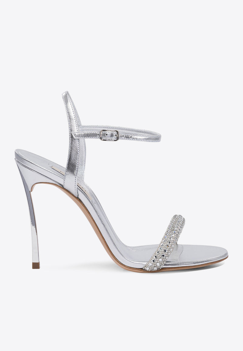 Casadei Julia 100 Leather Stiletto Sandals Silver 1L304J100MC2646A905_77916
