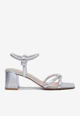 Gianvito Rossi Juno 55 Metallic Nappa Leather Sandals Silver G3244555RICNPSARGE_77894