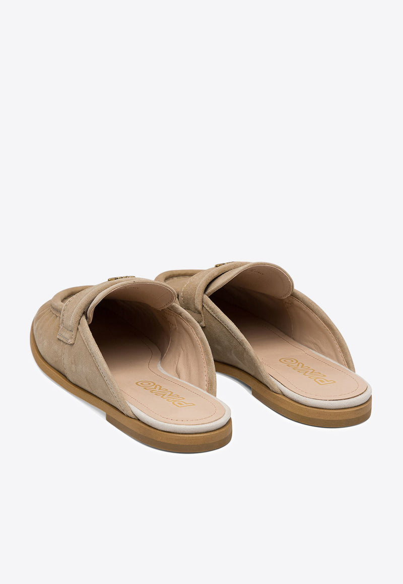 PINKO Naty Suede Flat Mules Beige SD0351P004I35_77934